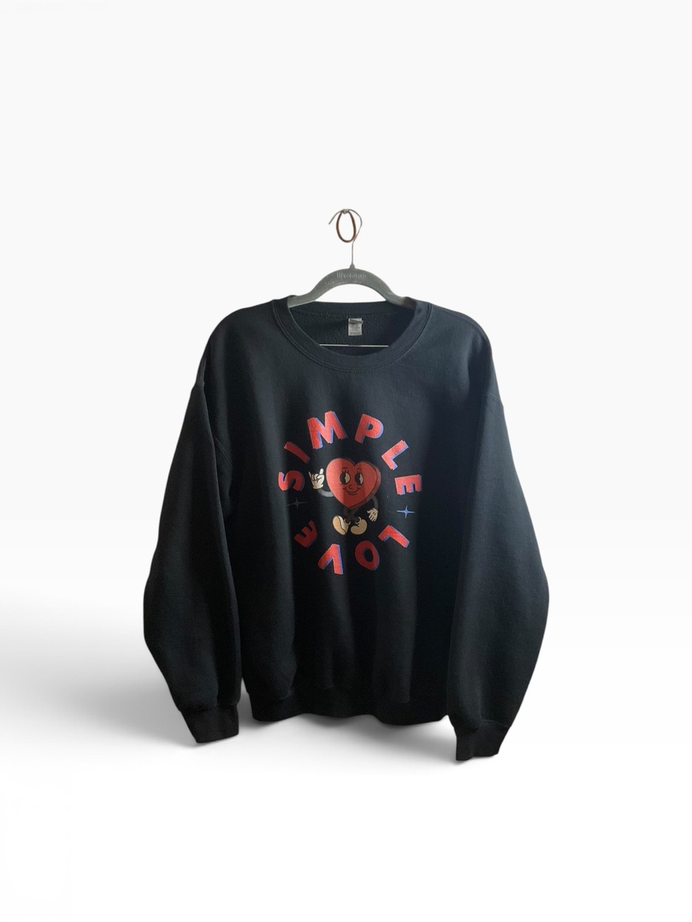 Gildan Black Crewneck Sweatshirt with Red Graphic Heart